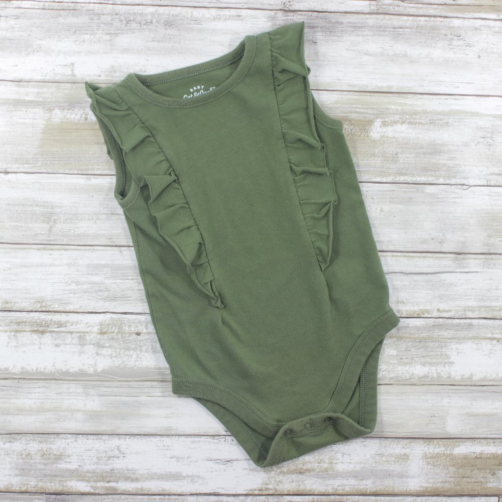 Cat & Jack Olive Ruffle Bodysuit,  12M